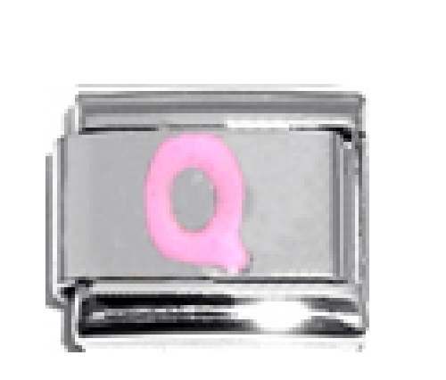 Pink Letter Q - 9mm Italian charm - Click Image to Close